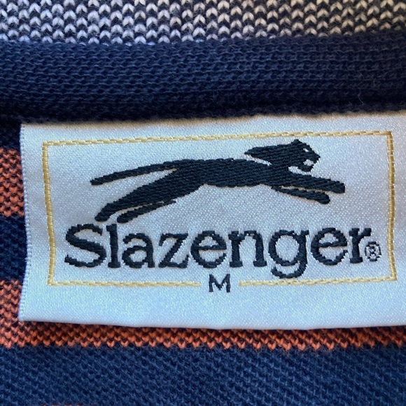 Slazenger Striped Polo Shirt Sz Med - Picture 7 of 8